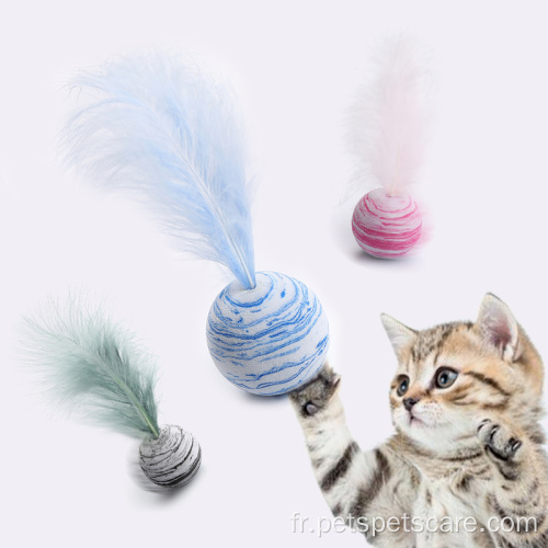 Boule de jouet pour chat à chaud avec plume